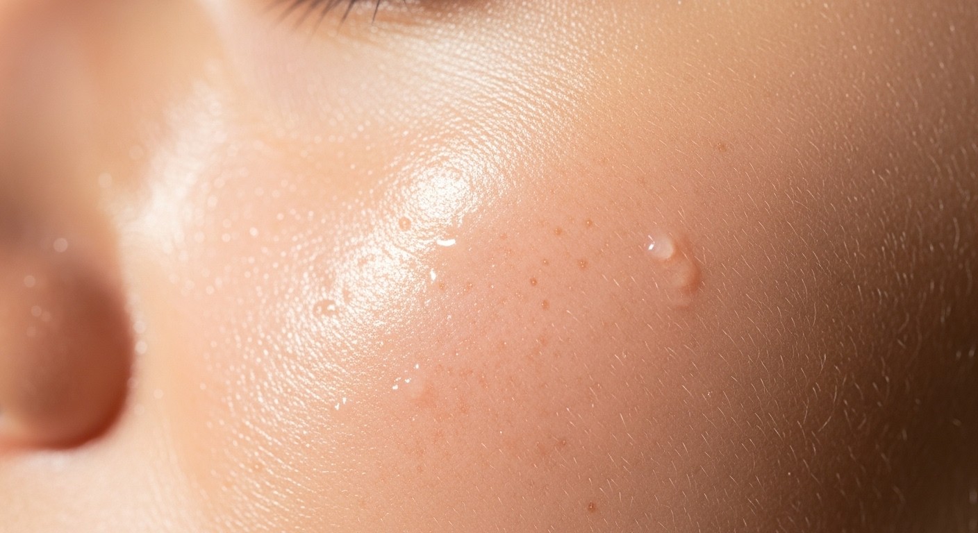 A close-up shot of a healthy, glowing skin texture, with a subtle focus on hydration and vitality.